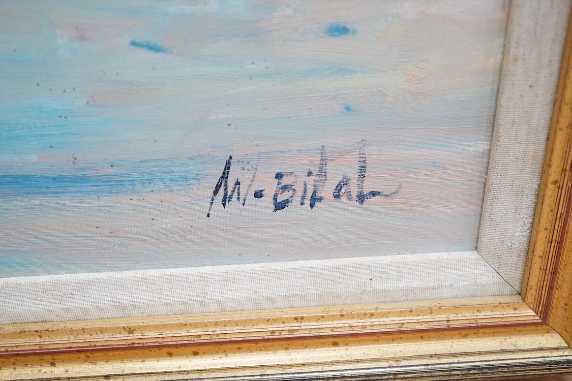 M. Bilah?, Study of children on a beach, signed, oil on canvas, 49 x 58cm